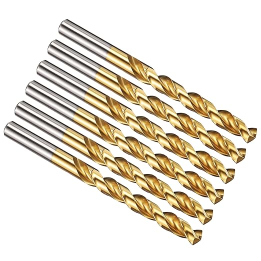 PATIKIL 10mm Drill Bit, M42 8% Cobalt High-Speed Steel Jobber Straight Shank 135° Titanium Nitride (TiN) Coated for Hard Metal Stainless Steel - 6 Pack