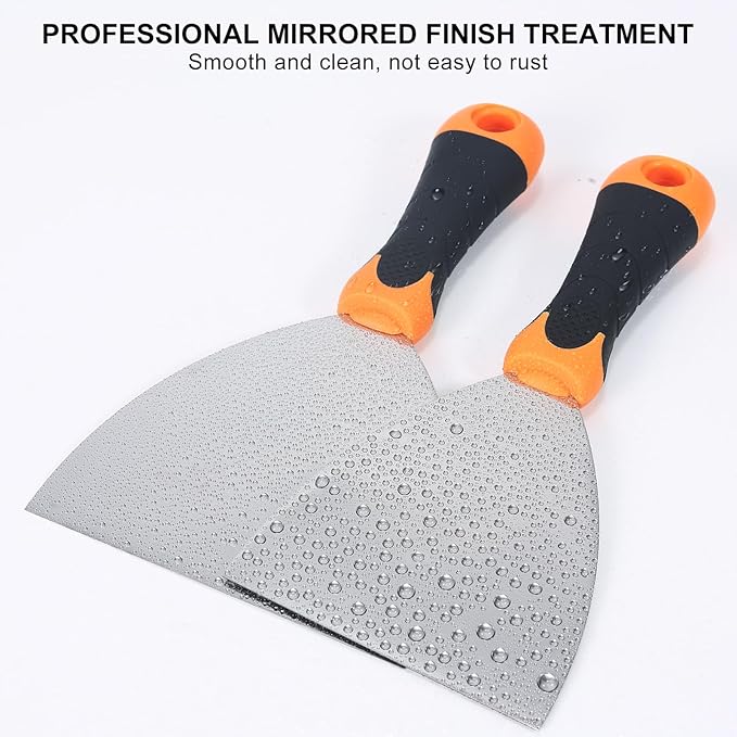 2-Piece Spackle Knife Set竊?"竊똞nd 6" Professional Putty Knives - Paint Scraper and Drywall Tools for Wall Repair-WEGAZ