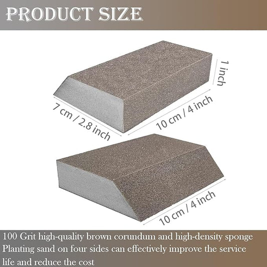 4 Pack 320 Grit Single Angle Sanding Sponge, Washable and Reusable Sanderpaper Hand Sanding Blocks for Wood Drywall Metal Home Sanding