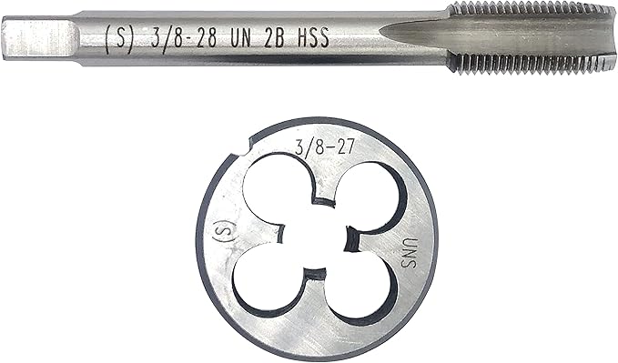 3/8"-27 UNS Tap and Die Set, Machine Thread Tap and Round Thread Die Right Hand(3/8"-27)