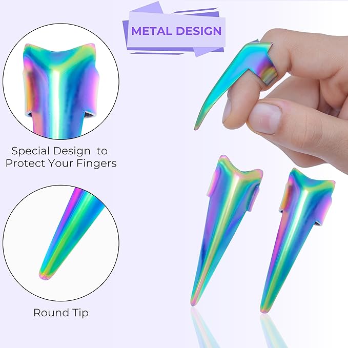 SIVOTE 2PC Pro Hair Parting & Sectioning Tool Set - Stainless Steel Straight & Curved Hair Separator Rings for Precise Styling and Extensions (Multi Color)