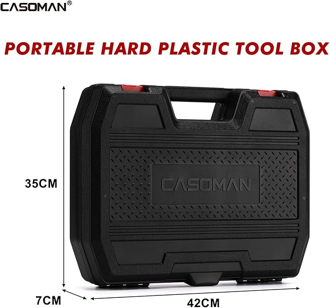 CASOMAN 15-Piece 3/4" Drive Shallow Spindle Axle Nut Impact Socket Set, 6-Point, Standard Large Socket Set, Metric (17mm -55mm), CR-MO Steel, with Storage Case