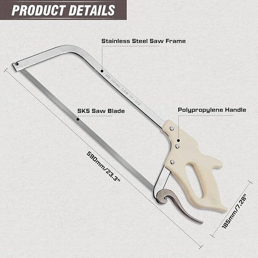 KATA Meat Bone Saw for Butchering: 17.5-inch Hand Saw Butcher Saw for Meat Bone Cutting - Meat Saw for Butchering at Home with SK5 Blade - Handsaws for Meat Processing, Processed Livestock and Game