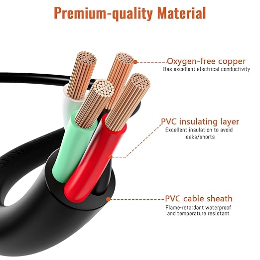 100% Pure Copper ETL Listed 14-4 Mini Split Cable | 14/4 Mini Split Communication Wire 50ft 300V Indoor/Outdoor for HVAC, Air Conditioner, Heat Pump & Speaker Systems