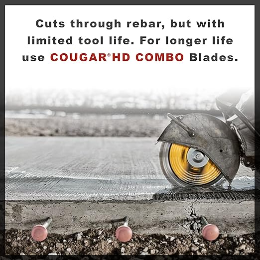 Cougar HS 24 Inch Diamond Concrete Saw Blade, Premium General Purpose Segmented Blade, Dry/Wet Cutting Concrete, Masonry, Brick, & Block 1" Arbor