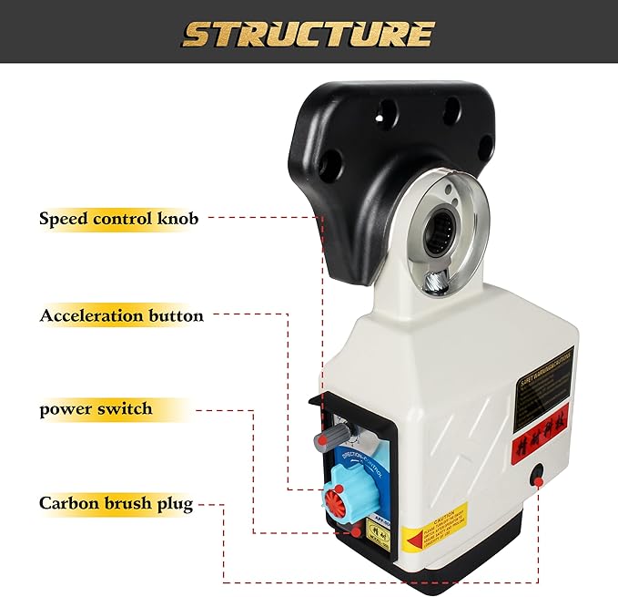 110V X-Axis Power Feed 650IN-Lb Torque for Milling Machine, Power Table Feed 2-210RPM Adjustable Rotate Speed for Bridgeport and Some Knee Type Milling Machine