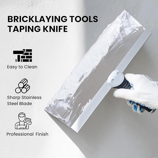 Mister Rui 14" Drywall Taping Knife, Stainless Steel Paint Scraper, Drywall Skimming Blade, Plastering Spatula Tools, Ergonomic Handle for Joint Taping