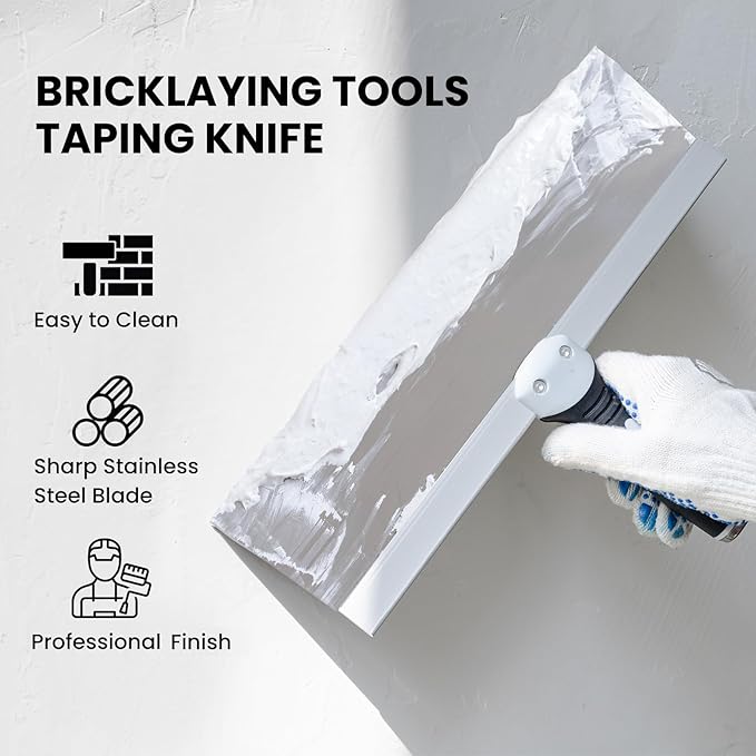 Mister Rui Drywall Tools, 7 Pieces Stainless Steel Putty Knife Set, Taping Knives, 10 in 1 Paint Scraper, Spackle Knife Set