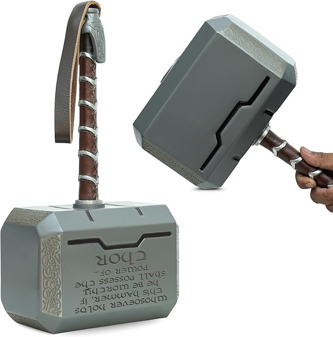 Hammer 15-Inch Metal, Full Size Adult Collectible with Engraving, Handmade Leather Wrap (Grey)