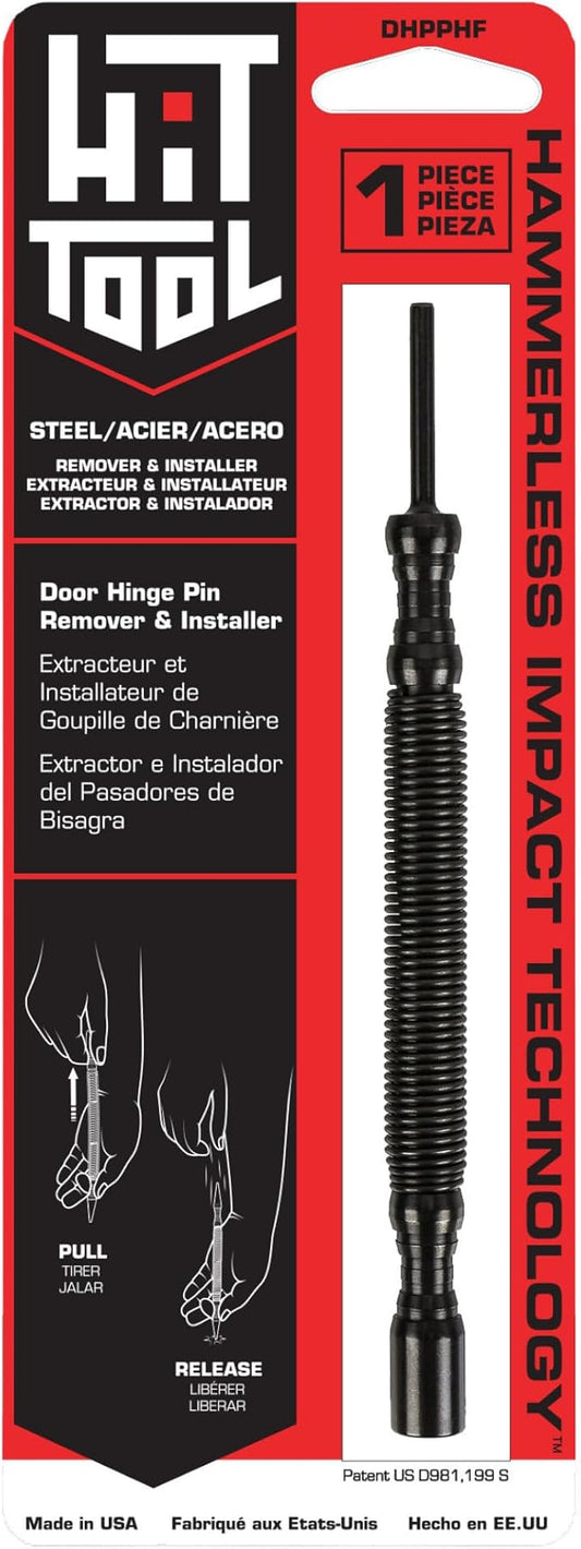 HIT Tool Door Hinge Pin Removal Tool ??Spring-Driven Hinge Pin Punch & Steel-Faced Hammer ??Compact, Hammerless Tool for Easy Pin Removal & Installation ??Made in The USA