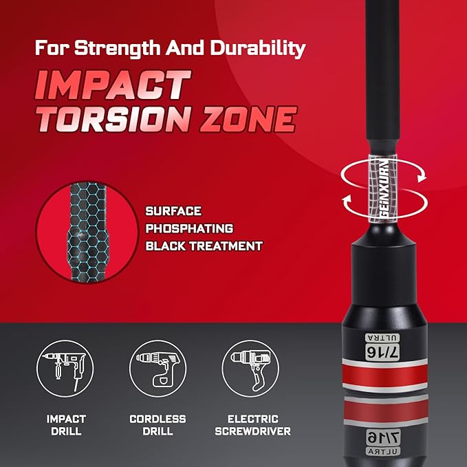 Impact Nut Driver Set, 10 Pieces 6?쒵ong 6mm,8mm,10mm,11mm,13mm 1/4??/16??/8??/16??/2?? Point Alloy Steel Magnetic Metric/SAE Nut Setter Set 1/4 Hex Shank Impact Driver with Case Box