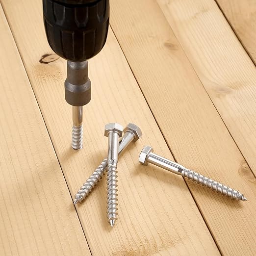 25 Pcs M8x3 Inch Heavy Duty Lag Screws 304 Stainless Steel 18-8 Lag Screws for Wood for Large Wooden Structures Flower Stands Outdoor Wooden Pavilion Brackets