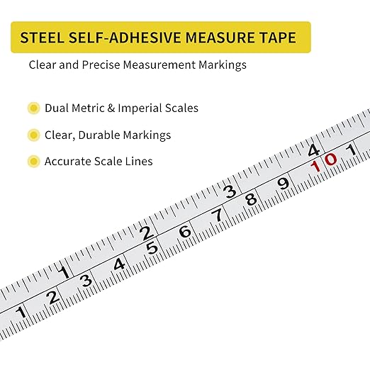 2 Packs 1/2-Inch Self-Adhesive Measuring Tape, 39 Inch or 100cm Peel and Stick Tape Measure, Imperial and Metric Scales, Left-Right Reading Ruler Tape for Workbench, Table Saw, Drafting Table, White