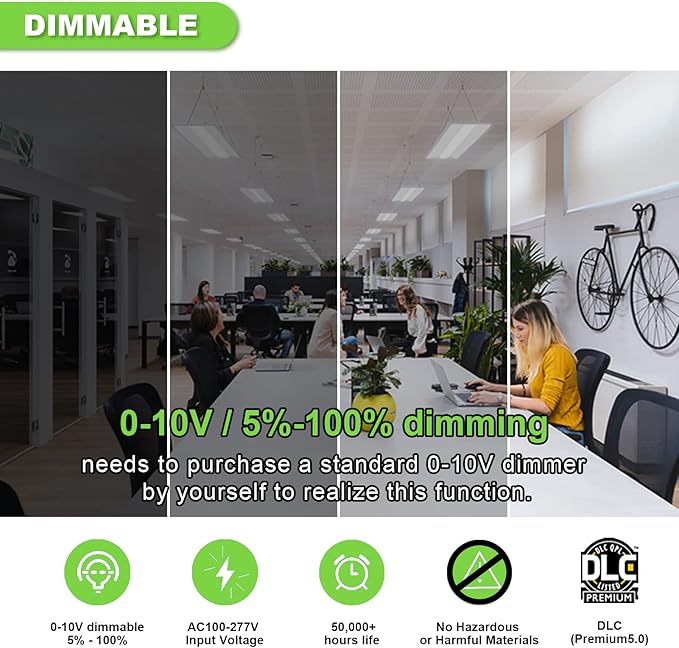 Cortelco 2x4 LED Troffer Light-25W/30W/35W/40W/50W,Up to 7500 Lumens,4 CCT Selectable 3000K/3500K/4000K/5000K,0-10V Dimmable Drop Ceiling Panel,100-277V,ETL & DLC Listed,Commercial Grade,4 Pack