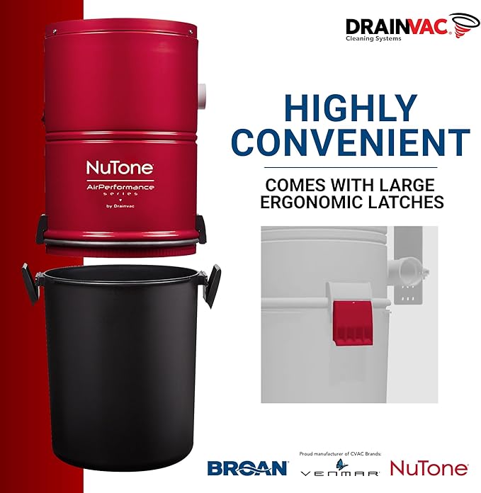 Drainvac Broan-nutone 550 Air watts Residential Central Vacuum System Premium Electric Tool Set for Cleaning Floors, Carpets - Anti-Vibration, Powerful Suction