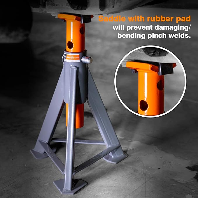 6.6-Ton Jack Stands (x2), Suited for All Passenger Vehicles, Pickup Trucks and Some Models Medium-Duty Trucks, Sold in Pair.