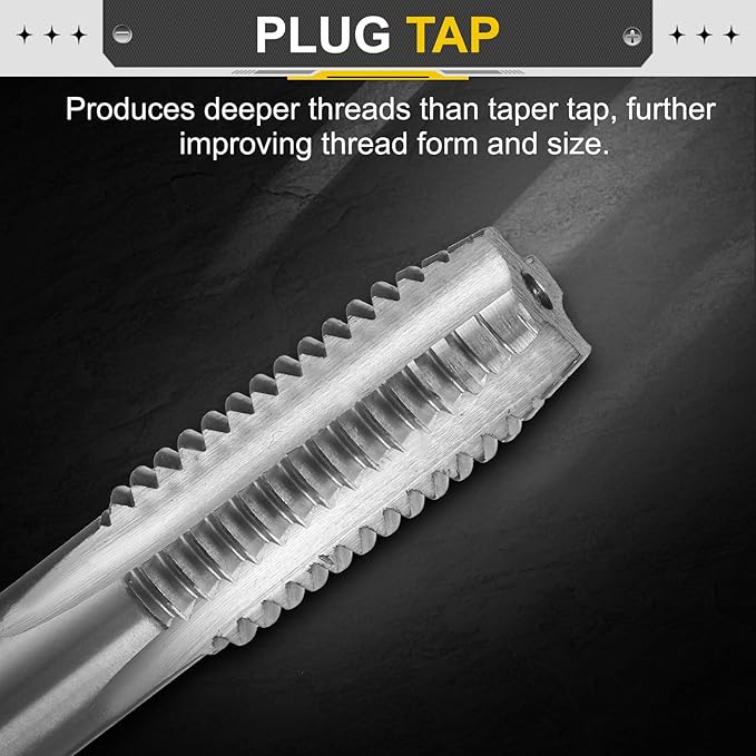 uxcell Hand Plug Tap M13 x 2 H2 Metric Thread Plug Style Taps Straight Flute Screw Tapping Threading Tool High Speed Steel HSS6542