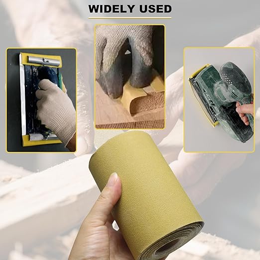 Total 20 Yards Long 4-1/2" Wide PSA Continuous Roll Set - 80 120 220 320 Grit Longboard Sandpaper, Self Adhesive Stickyback Sanding Sheets Sandpaper for Automotive, Woodworking, Hand Sanding Blocks