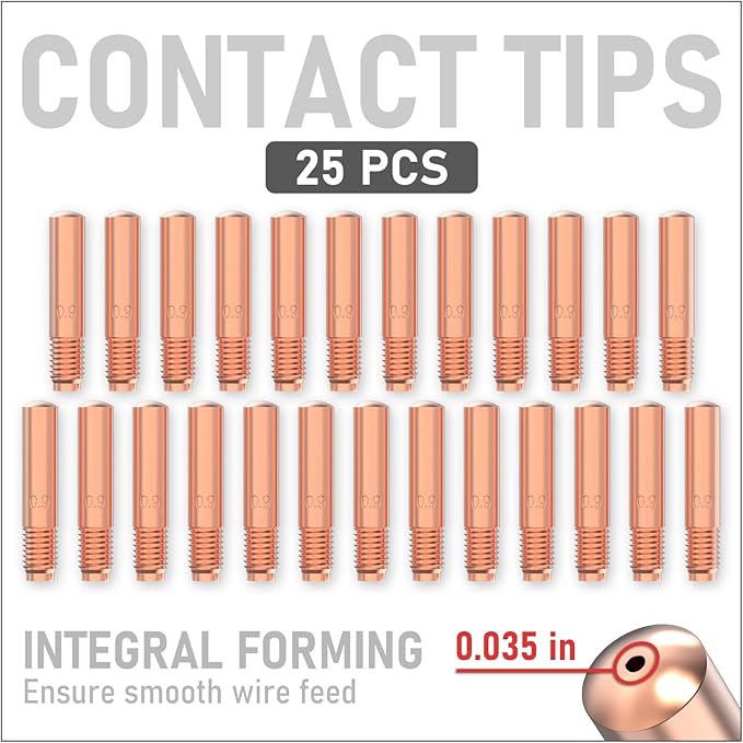 YESWELDER 25pk Contact Tip 000-068 (0.035") MIG Welding Tip for Miller Millermatic M-10 M-15 M-25 M-40 M-100 M-150 Hobart H-9 H-10 MIG Torch