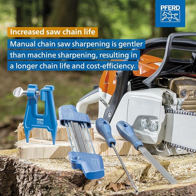 Pferd 17304 Chain Saw Sharpener CS-X, File 7/32 inch, File and Depth Gauge File in One Ergonomic Tool