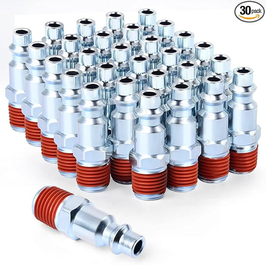 GASHER 1/4-Inch NPT Male Industrial Air Plug, Pneumatic Plugs 300PSI (30-Pack)