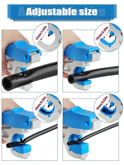 Kalolary 2Pcs Drip Irrigation Hole Punch, Drip Irrigation Tubing Hole Punch Lawn Garden Watering Tube Punch for 16/20/25/32 mm PE Pipe and Easier Emitter Insertion with 3 Punch Diameter Adjustment
