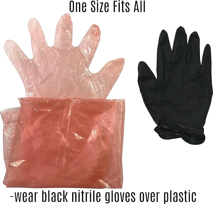 Deer Gutting Gloves Field Dressing Gloves with Long and Short Gut Glove Combo Pack (Black/Orange, 3 Pack (6 Pairs))