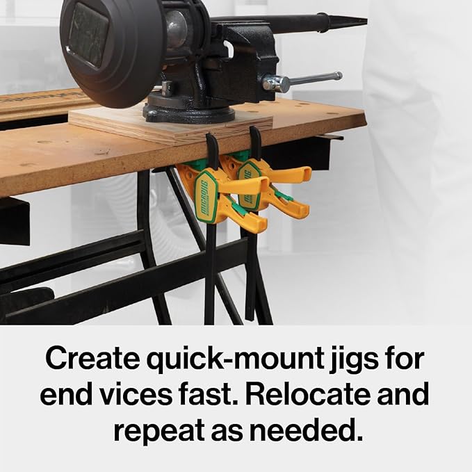 MICROJIG MatchFit Grr-rip Clamps, Dovetail, T-Track Compatible, for Woodworking Jigs, Sleds, Workbenches, Squeeze Action, DVC-625QCK2, 2-Pack, Yellow