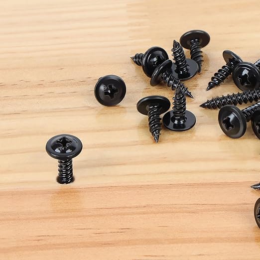 120 PCS #8 Phillips Truss Head Black Wood Screw Assortment - Self-Tapping Fasteners for Wall Plates & Woodworking (1/2", 3/4", 1") with Screwdriver Bit