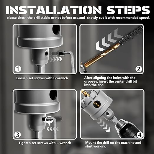 Hole Saw 8 PCS, Hole Saw for Metal, TCT Hole Cutter, 6Drill Saws with 2* Extra Pilot Center Bits, 2* Springs for Metal, Iron and Stainless Steel, Hard Materials