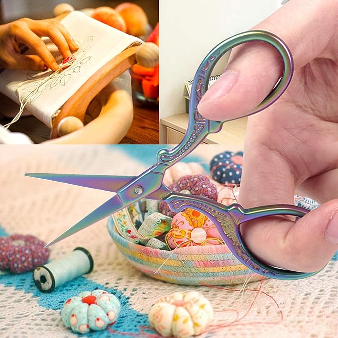 BIHRTC 3.6 Inch Mini Embroidery Scissors Sewing Crafting Stainless Steel Sharp Tip Scissors Shears for Needlework Threading Craft Art Work DIY Tools Cross Sticth