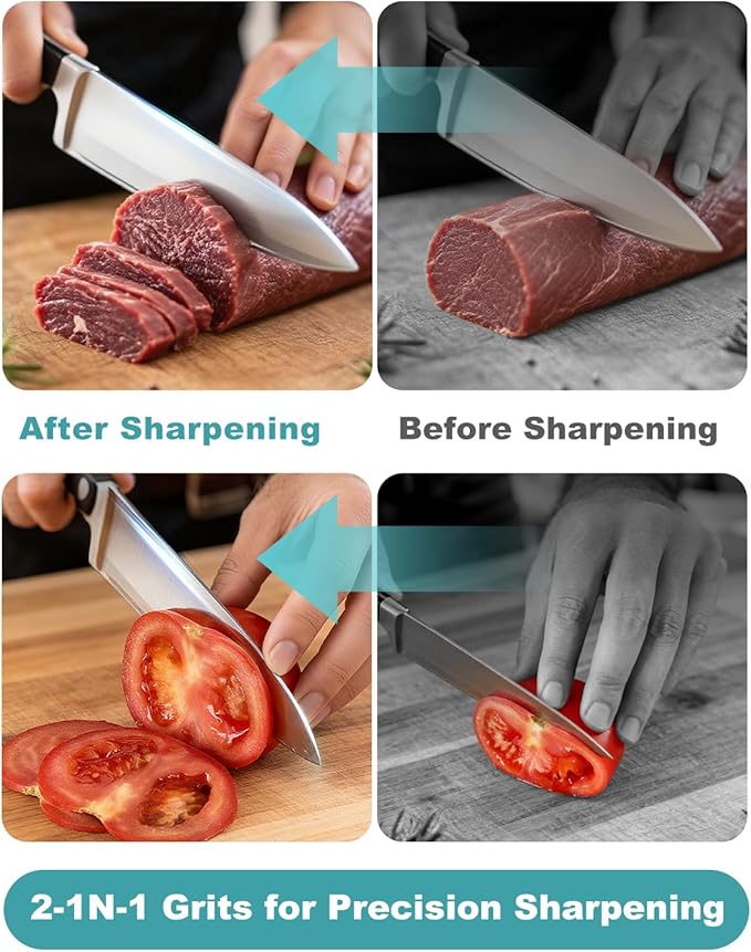 Knife Sharpening Stone 2 Side Grit 3000/8000 Whetstone knife Sharpener Stone with Non-Slip Rubber Base, Kitchen, Hunting, Pocket Knives and Blades
