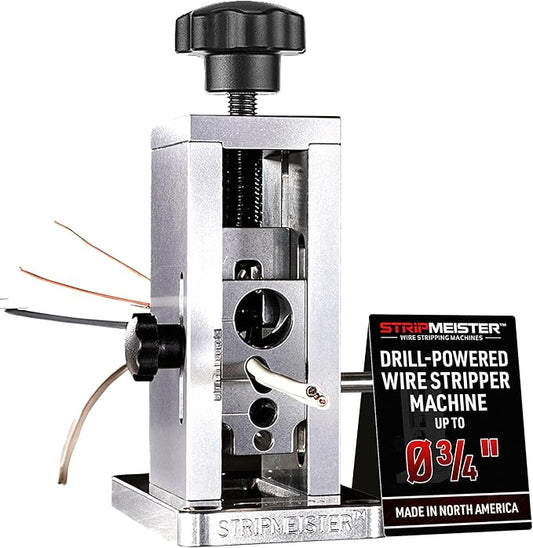 StripMeister Original Drill-Powered Wire Stripper ??Wire Sizes Up To 횠3/4", Jam-Free, Copper Wire, Built for Safety, Speed, and Efficiency - Portable Wire Stripping Machine