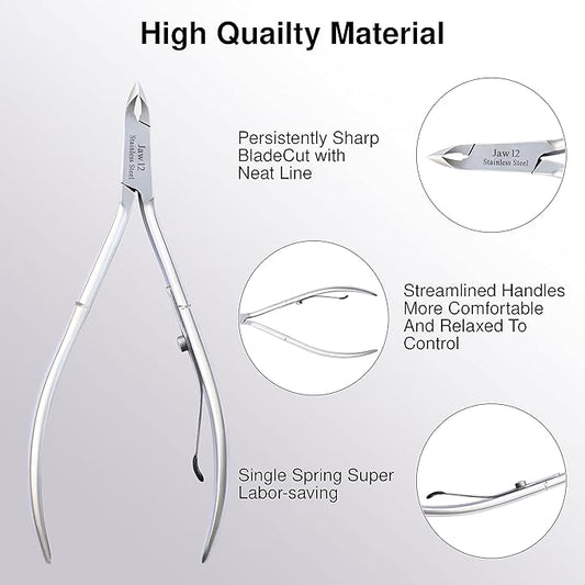 UM Supplies Cuticle Trimmer | Hangnail Remover | Extremely Sharp | Professional Cuticle Nippers | Stainless Steel | Cuticle clippers | Pedicure Manicure Tool (Jaw 12)
