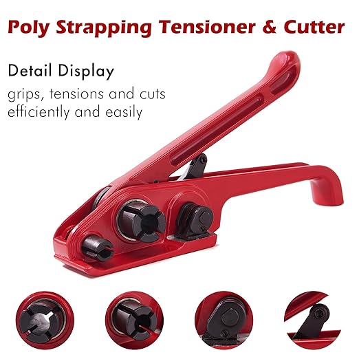 Heavy Duty Pallet Packaging Banding Strapping Kit - Complete Manual Banding Tool Set with Polyester (PET) Strapping, Tensioner, and Cutter - Secure Your Products with Ease