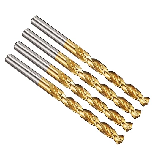 PATIKIL 8.5mm Drill Bit, M42 8% Cobalt High-Speed Steel Jobber Straight Shank 135° Titanium Nitride (TiN) Coated for Hard Metal Stainless Steel - 4 Pack