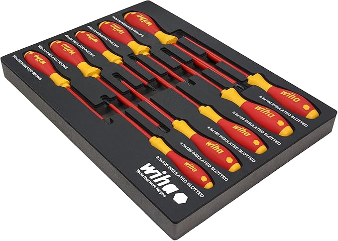 Wiha 32080 10 Piece Insulated SoftFinish Cushion Grip Screwdriver Tray Set