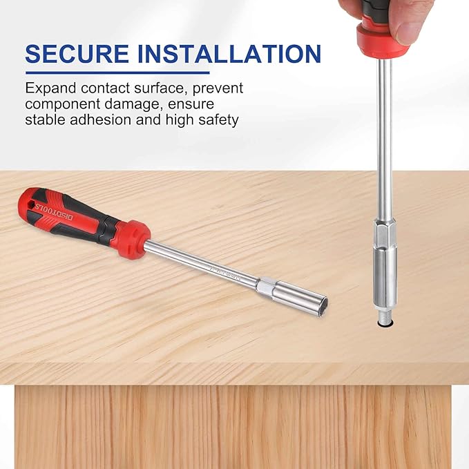 HARFINGTON 2 Pcs Metric Nut Driver 14mm CR-V Non-Magnetic Tip Hollow Shafts Hex Socket Screwdriver with Anti-Slip Handle for Automobile Repair Bit Driver