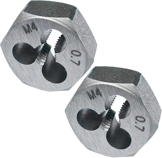 M4 x 0.7 Hex Die 2 Pcs Right Hand Thread Repair Tool Alloy Steel Hexagonal Die for External Thread Cutting and Screw Thread Restoring in Metalworking and Machinery