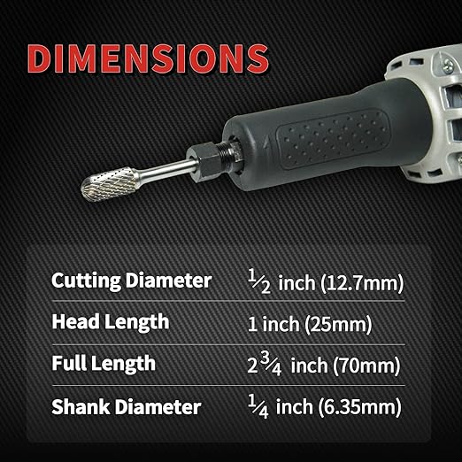 S&F STEAD & FAST Carbide Burr with 쩌??Shank 쩍??Cutter Dia 1??Length, Professional Grade Tungsten Carbide File, Die Grinder Bit for Electric or Air Die Grinder, Ball Nose, Grinding Burr bit for Metals
