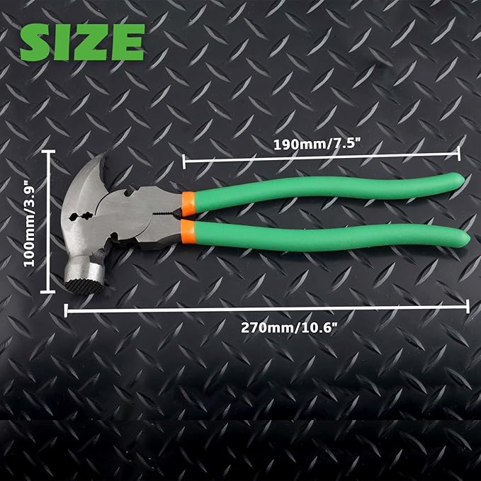 SPEEDWOX 10 Inch Fencing Pliers with Hammerhead Staple Puller - Multi Purpose Fence Tool