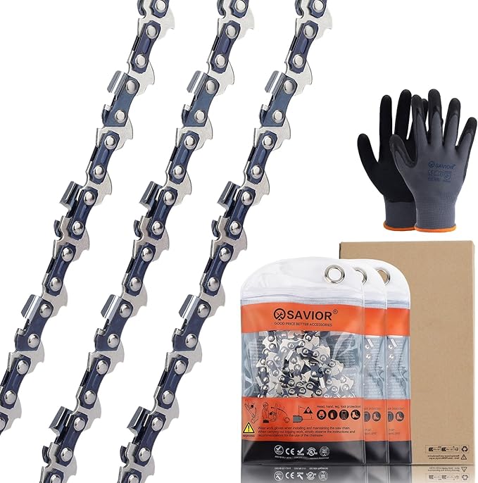 Savior 3 Pack 16 Inch Chainsaw Chain 3/8" LP Pitch .050" Gauge, 55 Drive Links Replace STIHL 63PM3 55, 3613 005 0055, Oregon 91PX055G, T55, S55, Fits 021 MS 170 MS 210 Poulan PLN3516F Chain and More