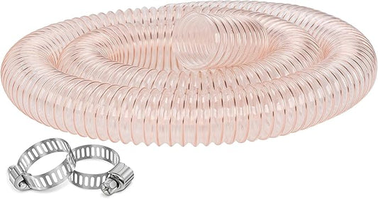 PU Dust Collection Hose 4??횞 5 ft Heavy Duty Clear Flexible Collector Hose Reinforced with Spiral Steel Wire for Dust Collection Systems Fume Debris Band Saw Jointer Wood Shop (PU Durable Type)