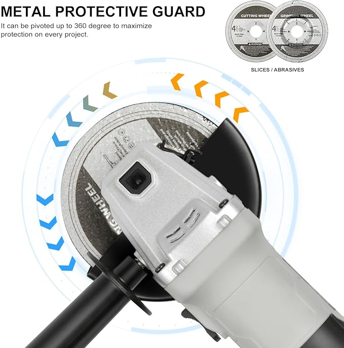 Corded Angle Grinder Grey, 4.0-Amp 4-1/2 Inch 12000RPM with Grinding and Cutting Wheels, Flap Disc and Auxiliary Handle for Cutting, Grinding, Polishing and Rust Removal