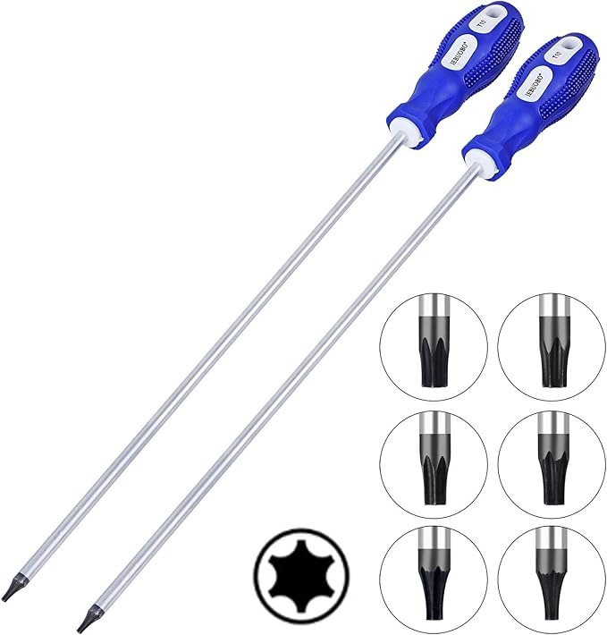 Extra Long Torx Screwdrivers Set, length 12-inch T10-T30, plus Long star Screwdrivers, Setwith Magnetizer/Demagnetizer Tool 6-Piece