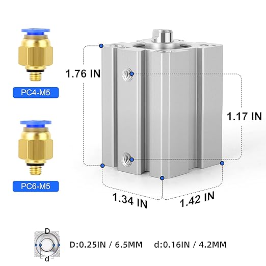 TAILONZ PNEUMATIC 20mm Bore 25mm Stroke Pneumatic Small Thin Cylinder Aluminum Pneumatic Air Cylinder SDA20-25