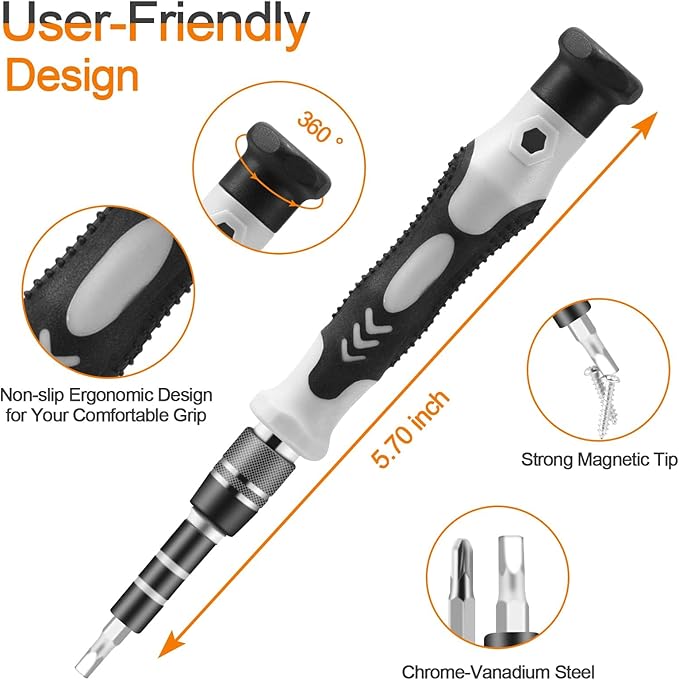 Precision Screwdriver Set, Electronic Repair Tool Kit Micro Magnetic Drill Bits for iPhone, Computer, Laptop, Mobile Phone, Mac, Tablet, Home DIY, Game Console, Glasses, Watch, Doorbell,115-in-1