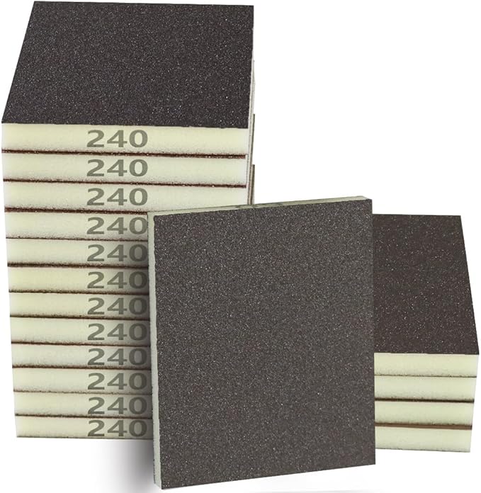16PCS 240 Grits Sanding Sponge Fine Coarse Sanding Block, Washable and Reusable Wet Dry Sandpaper Sponge竊?Sander Sponges for Wood Drywall Metal Wood