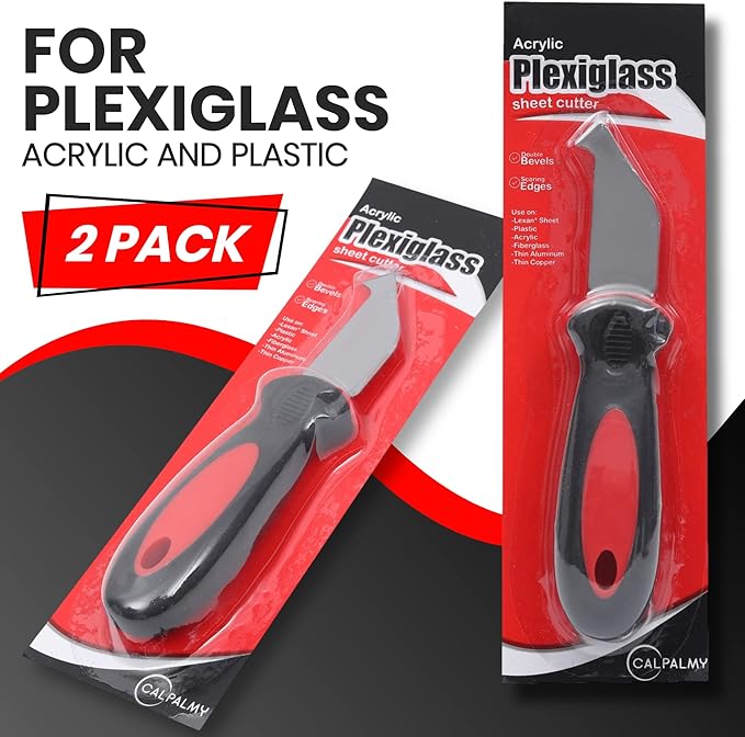 (2-Pack) Plexiglass Scoring Tool - Extra-Sharp Steel Blade for Clean Snap Lines - Suitable for Acrylic, Plastic, and Styrene Sheets