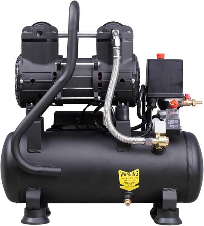 MZB 2.4 Gallon Ultra Quiet Air Compressor 110V/60Hz 1.0HP 5.65CFM, MAX 115PSI Steel Tanks Oil-Free 72dB Noise Level Air Compressor with Wheels for Spray Painting, Auto Repair, Carpentry Decoration